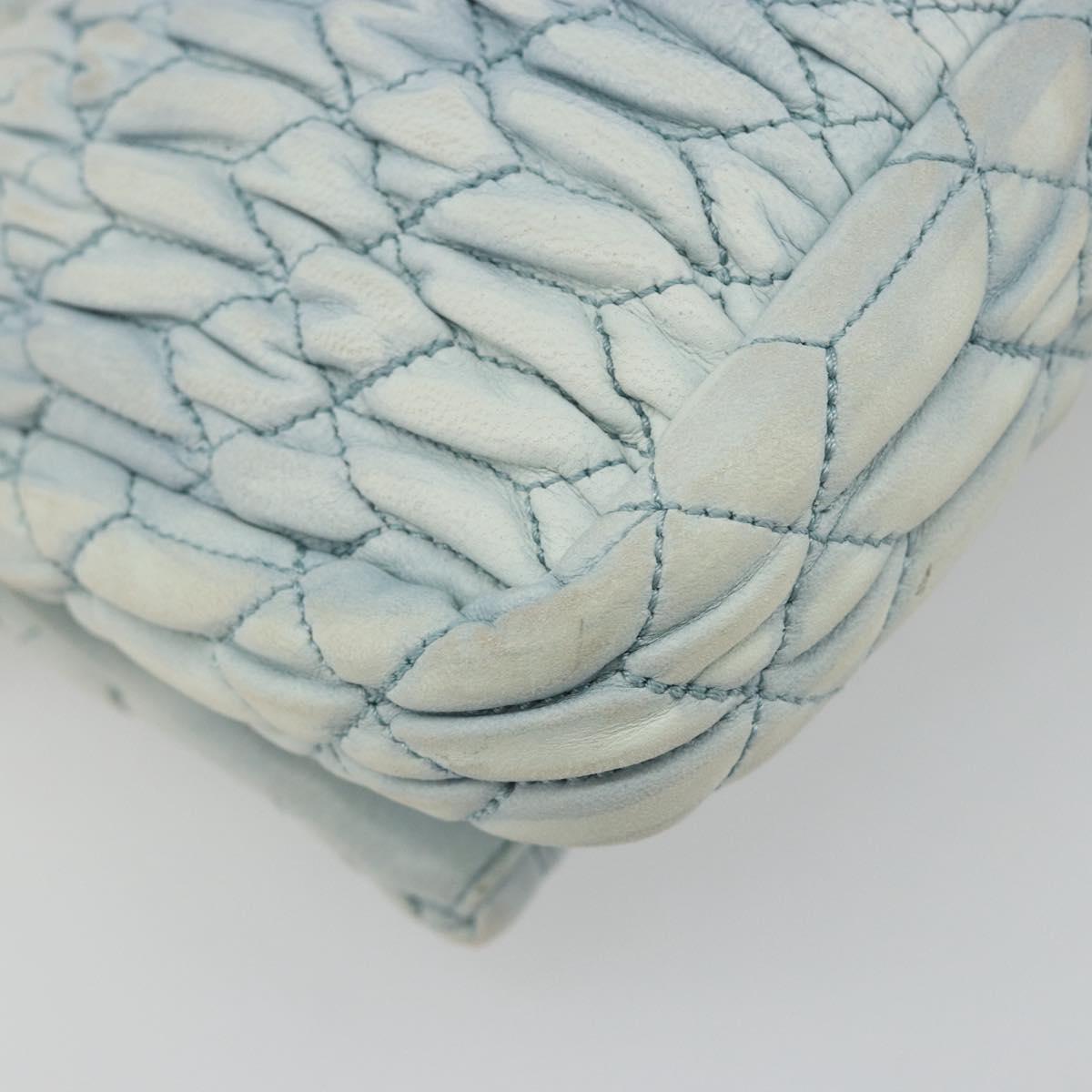 Miu Miu Matelasse Bijoux Chain Shoulder Bag Leather Blue Silver Auth yk20565A