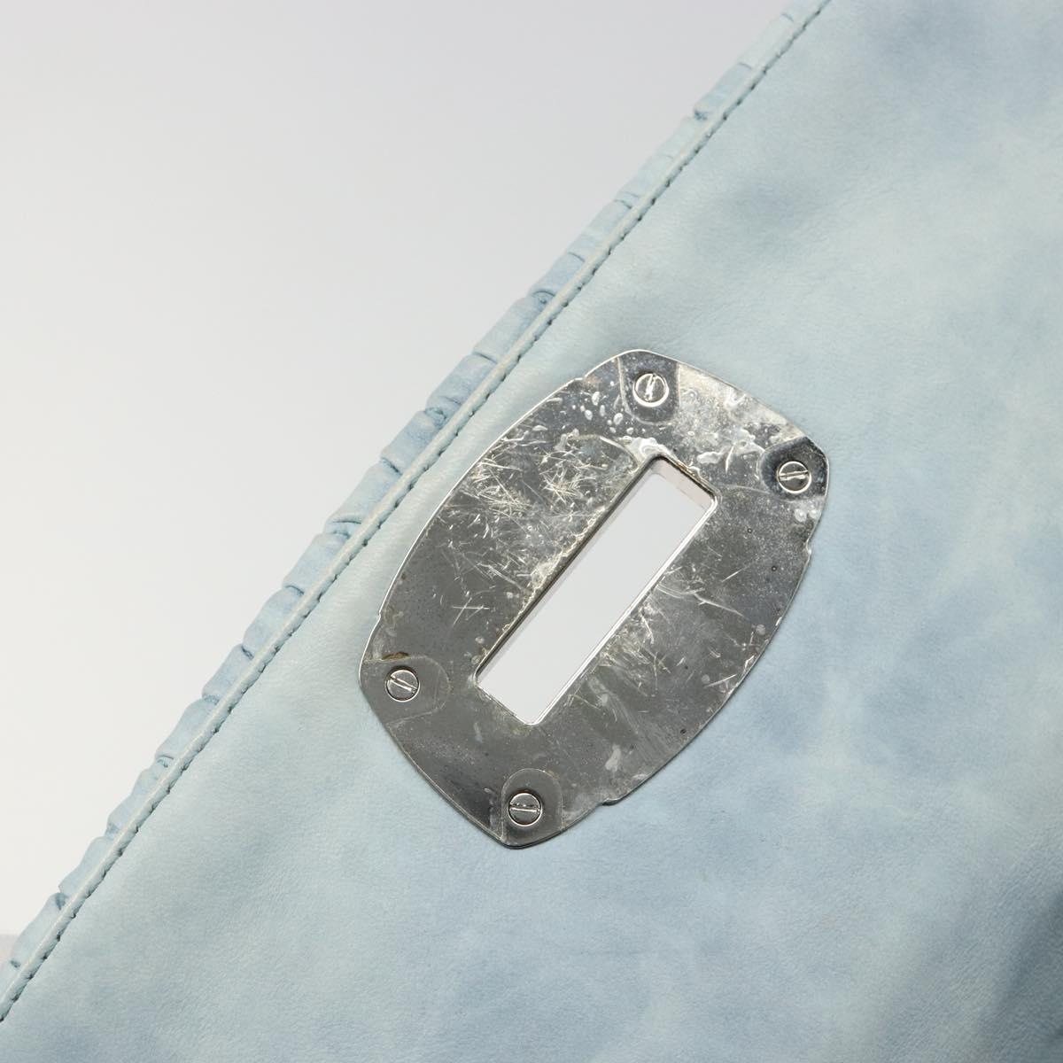 Miu Miu Matelasse Bijoux Chain Shoulder Bag Leather Blue Silver Auth yk20565A
