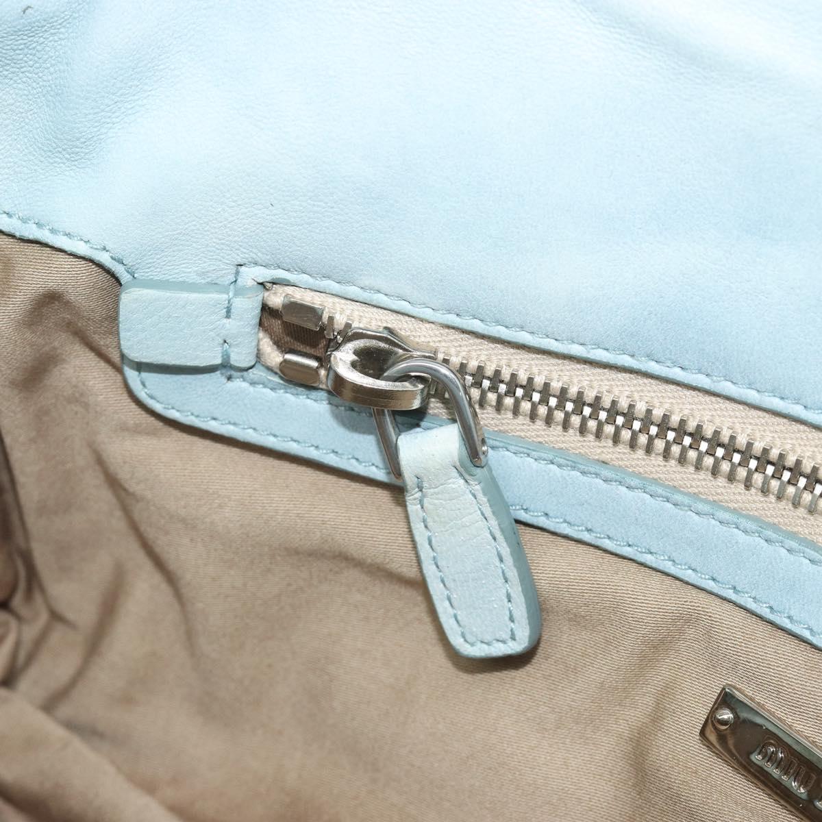 Miu Miu Matelasse Bijoux Chain Shoulder Bag Leather Blue Silver Auth yk20565A