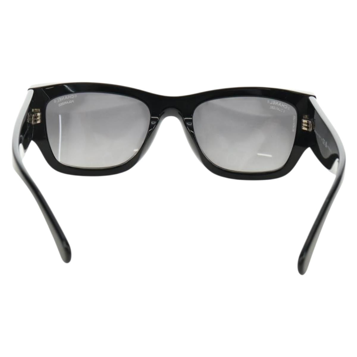 CHANEL Sunglasses Plastic Black Gold CC Auth yk20566M