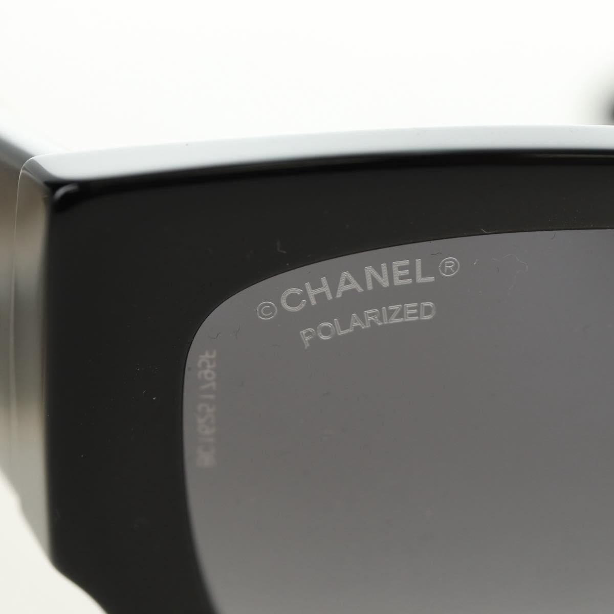 CHANEL Sunglasses Plastic Black Gold CC Auth yk20566M