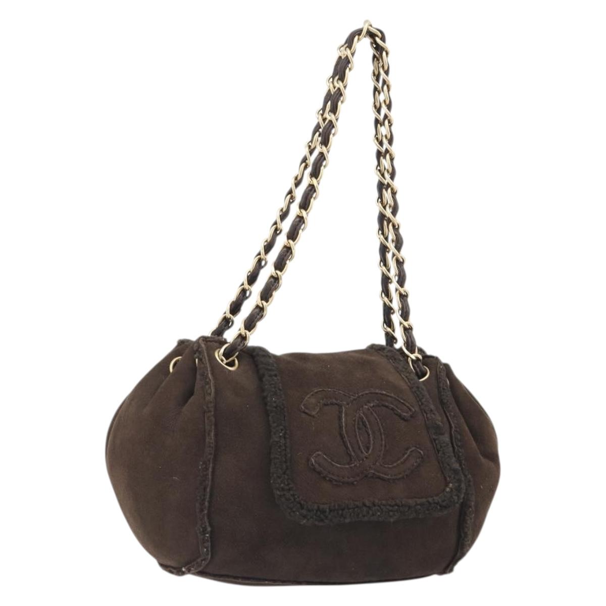 CHANEL COCO Mark Chain Shoulder Bag Mouton Brown Gold CC Auth yk20567SAV
