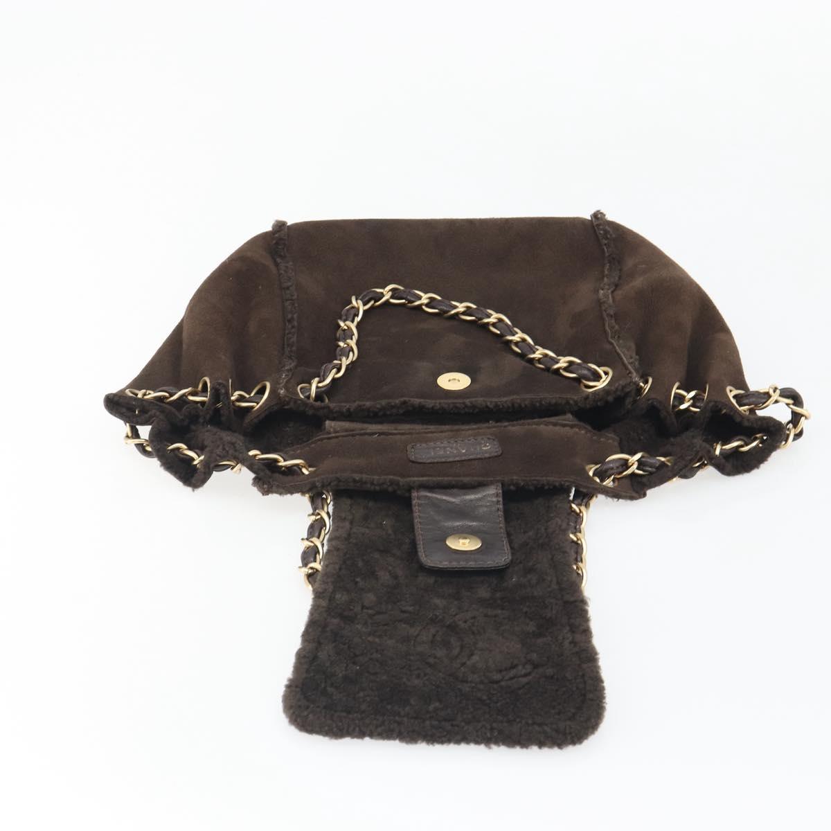 CHANEL COCO Mark Chain Shoulder Bag Mouton Brown Gold CC Auth yk20567SAV