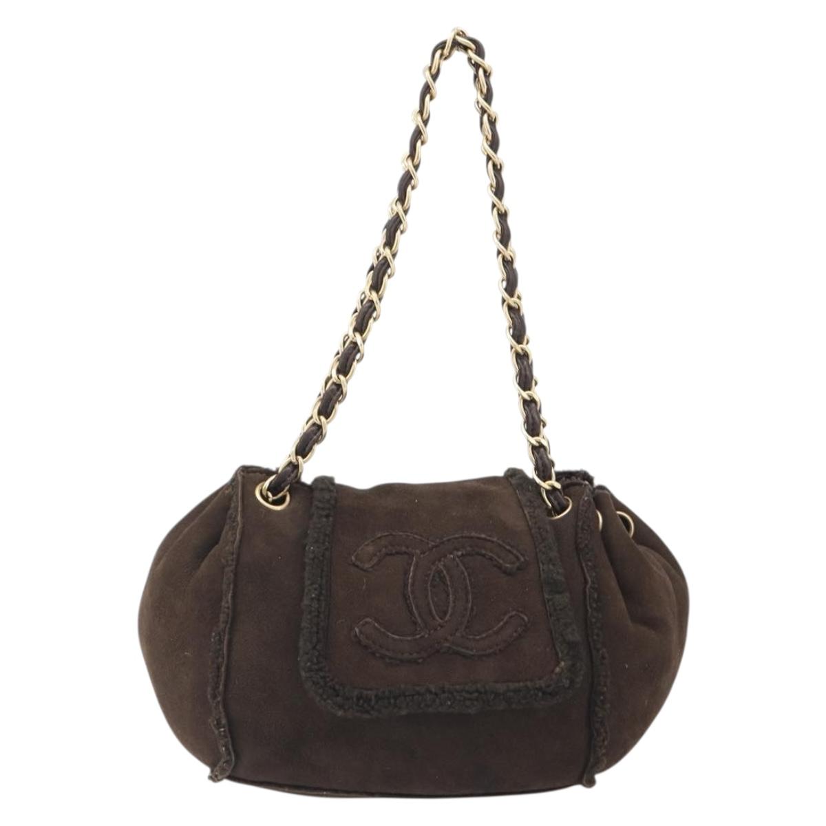 CHANEL COCO Mark Chain Shoulder Bag Mouton Brown Gold CC Auth yk20567SAV