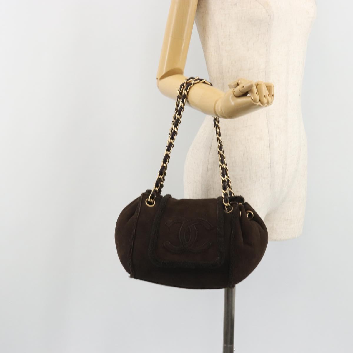 CHANEL COCO Mark Chain Shoulder Bag Mouton Brown Gold CC Auth yk20567SAV