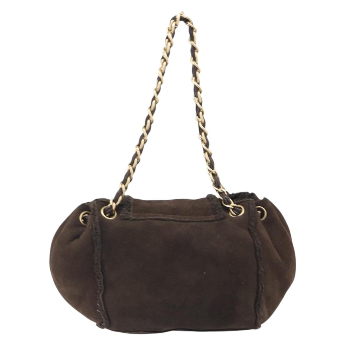CHANEL COCO Mark Chain Shoulder Bag Mouton Brown Gold CC Auth yk20567SAV