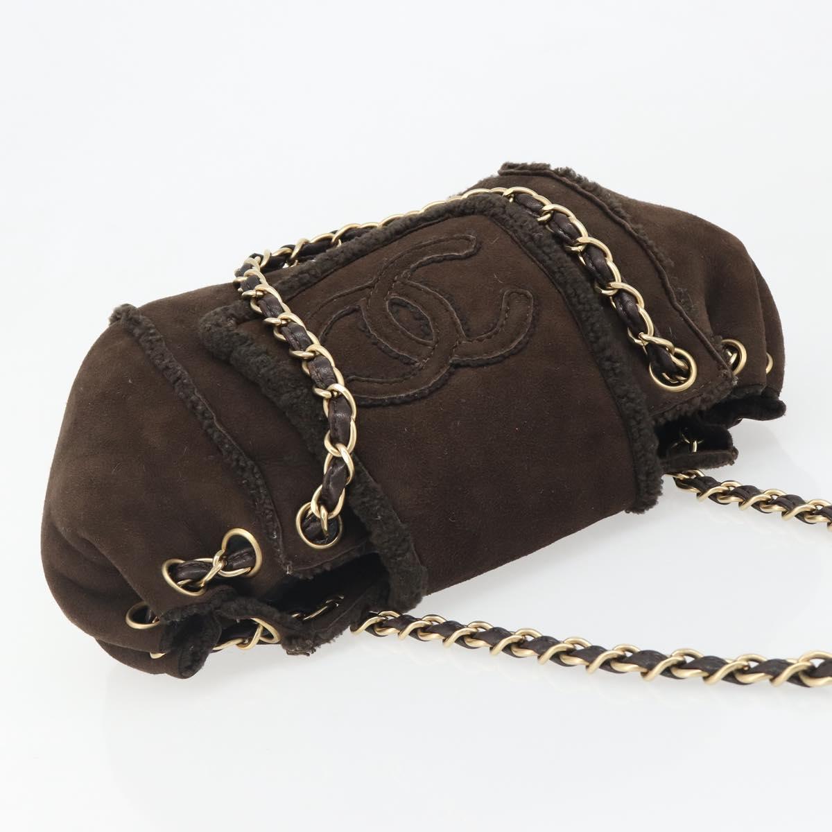 CHANEL COCO Mark Chain Shoulder Bag Mouton Brown Gold CC Auth yk20567SAV