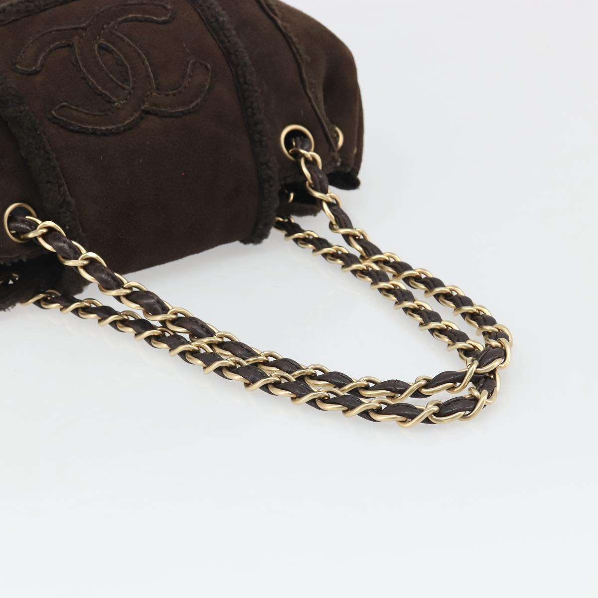 CHANEL COCO Mark Chain Shoulder Bag Mouton Brown Gold CC Auth yk20567SAV