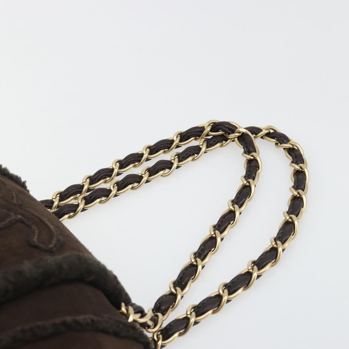 CHANEL COCO Mark Chain Shoulder Bag Mouton Brown Gold CC Auth yk20567SAV