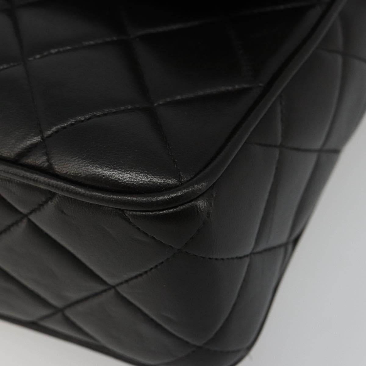CHANEL Chain Shoulder Bag Lamb Skin Black Gold Matelasse CC Auth yk20568SAV