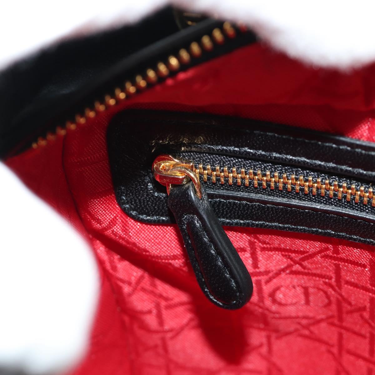Christian Dior Canage Hand Bag Lamb Skin Black Gold Auth yk20569SAM