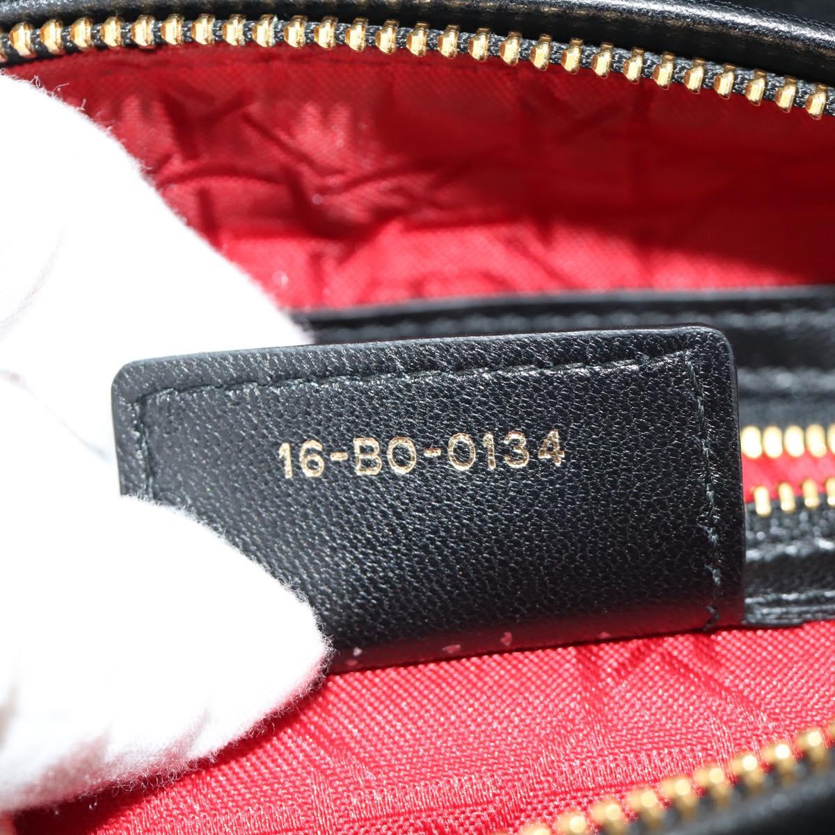 Christian Dior Canage Hand Bag Lamb Skin Black Gold Auth yk20569SAM