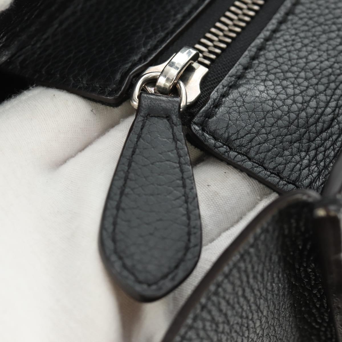 CELINE Luggage Mini Shopper Hand Bag Leather Black Silver Auth yk20573SAM