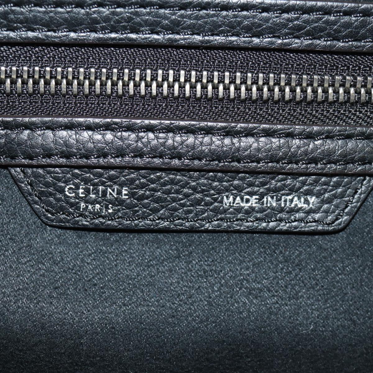 CELINE Luggage Mini Shopper Hand Bag Leather Black Silver Auth yk20573SAM