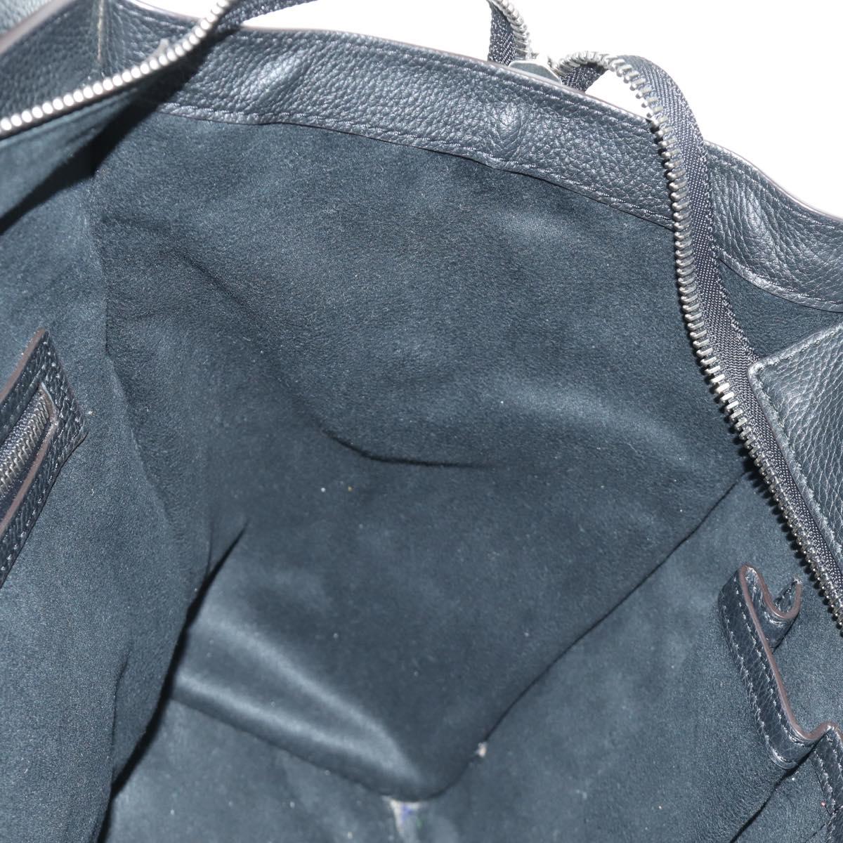 CELINE Luggage Mini Shopper Hand Bag Leather Black Silver Auth yk20573SAM