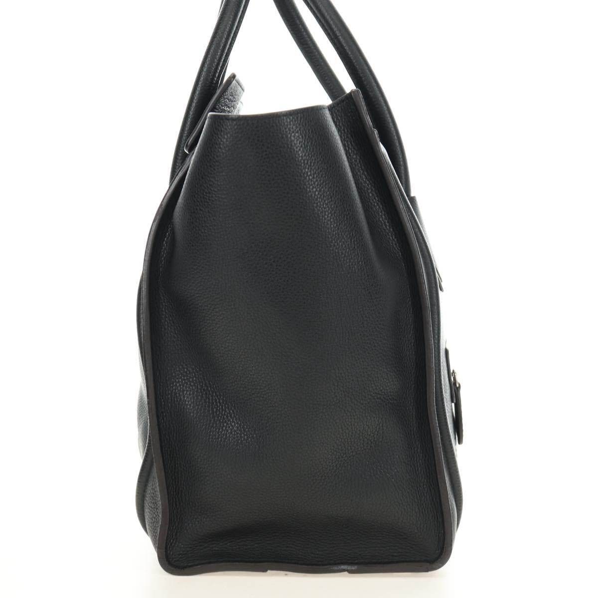 CELINE Luggage Mini Shopper Hand Bag Leather Black Silver Auth yk20573SAM