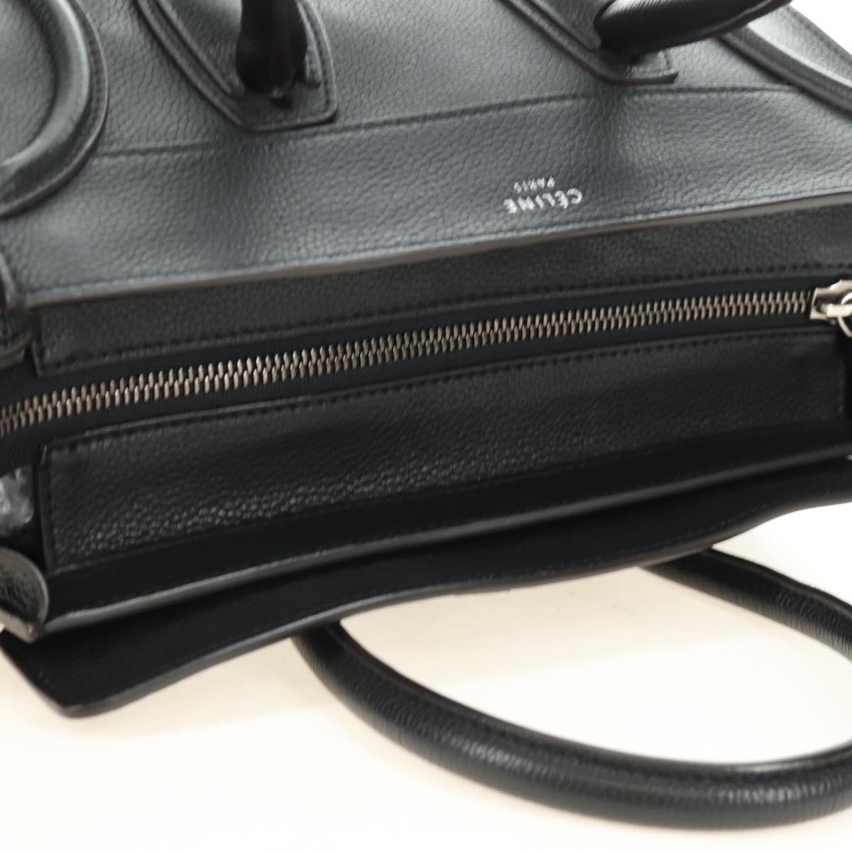 CELINE Luggage Mini Shopper Hand Bag Leather Black Silver Auth yk20573SAM