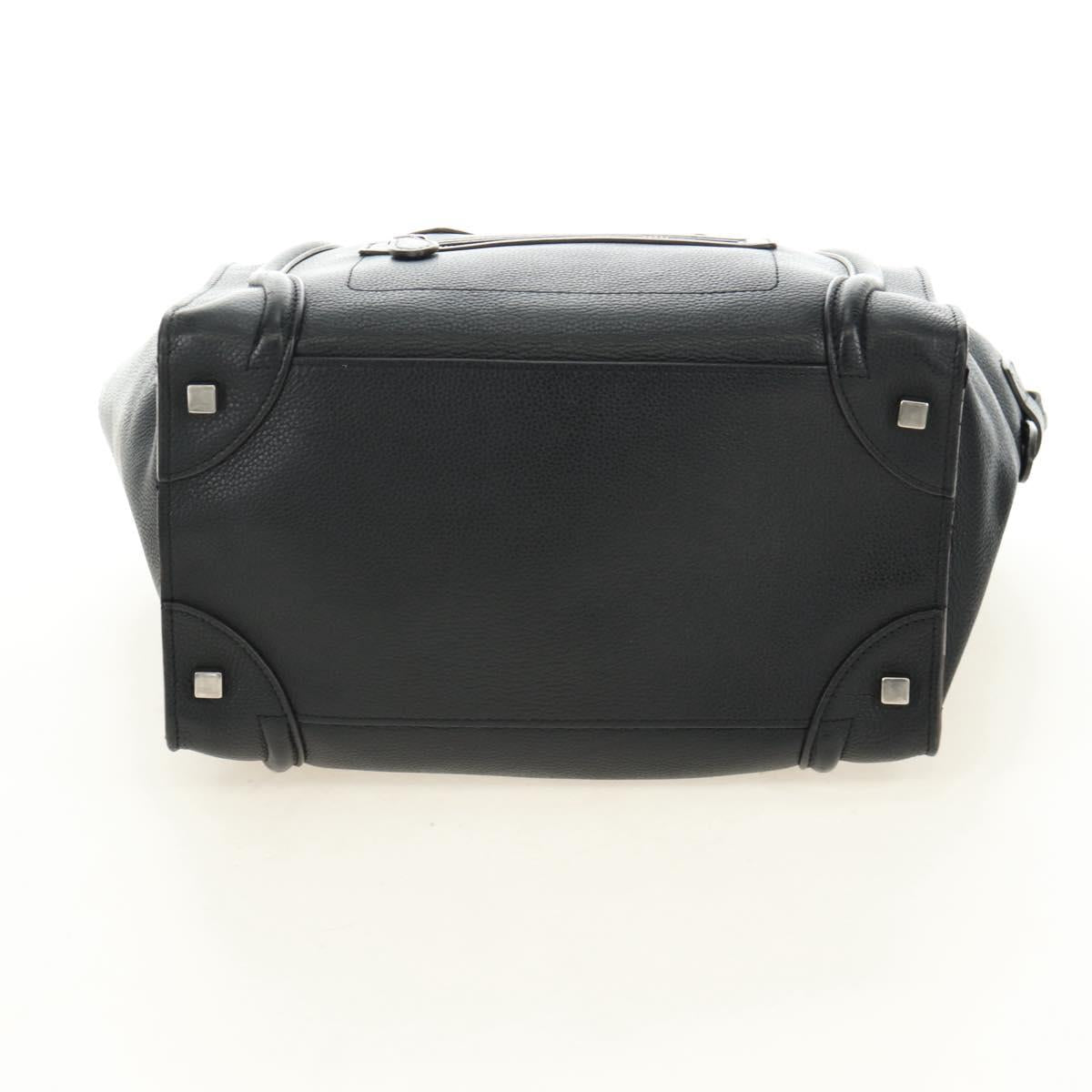 CELINE Luggage Mini Shopper Hand Bag Leather Black Silver Auth yk20573SAM