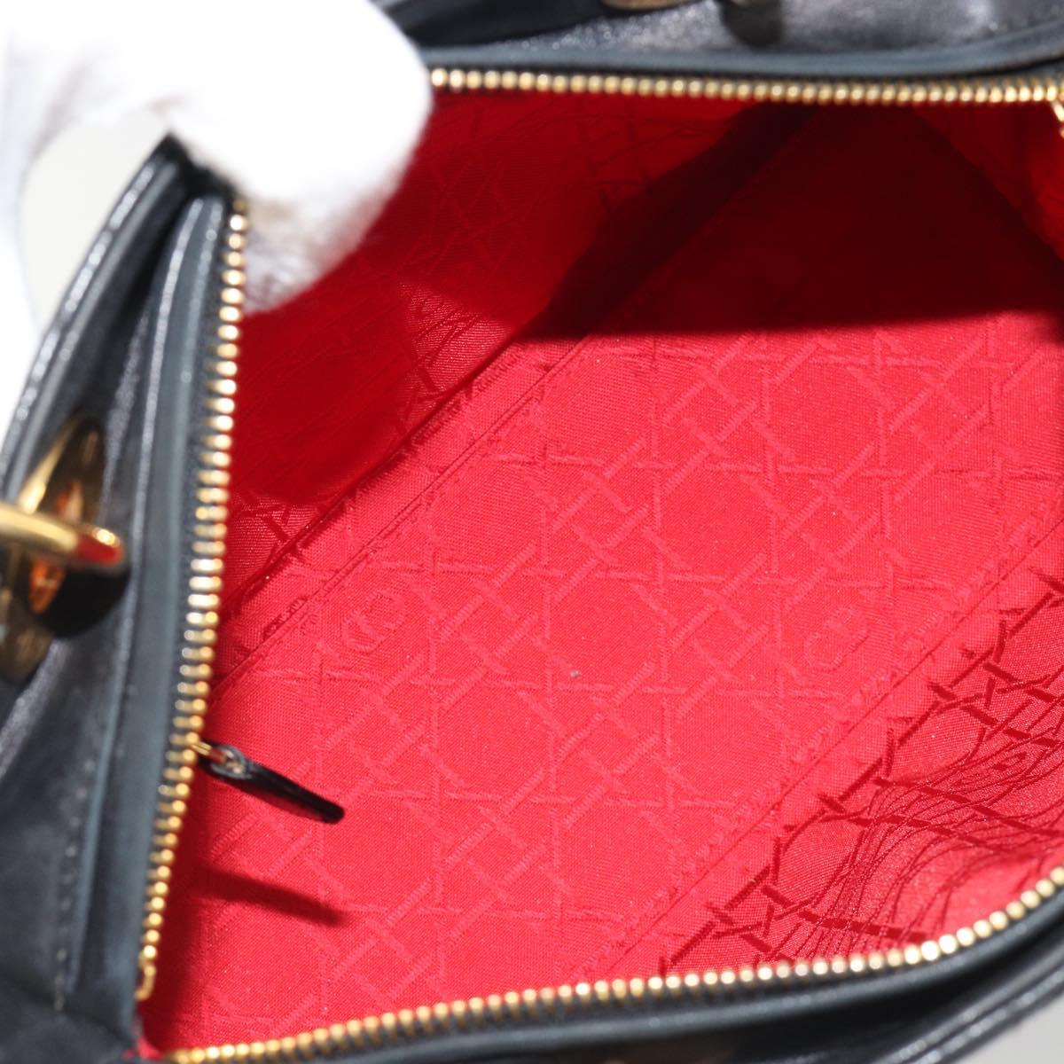 Christian Dior Canage Hand Bag Lamb Skin Black Gold Auth yk20574SAV