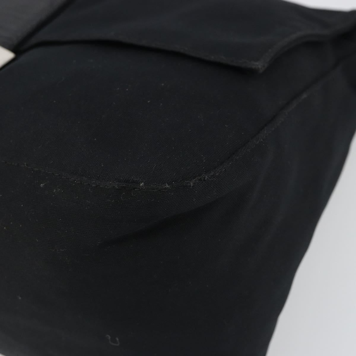FENDI Mamma Baguette Shoulder Bag Cotton Jersey Black Silver Auth yk20575