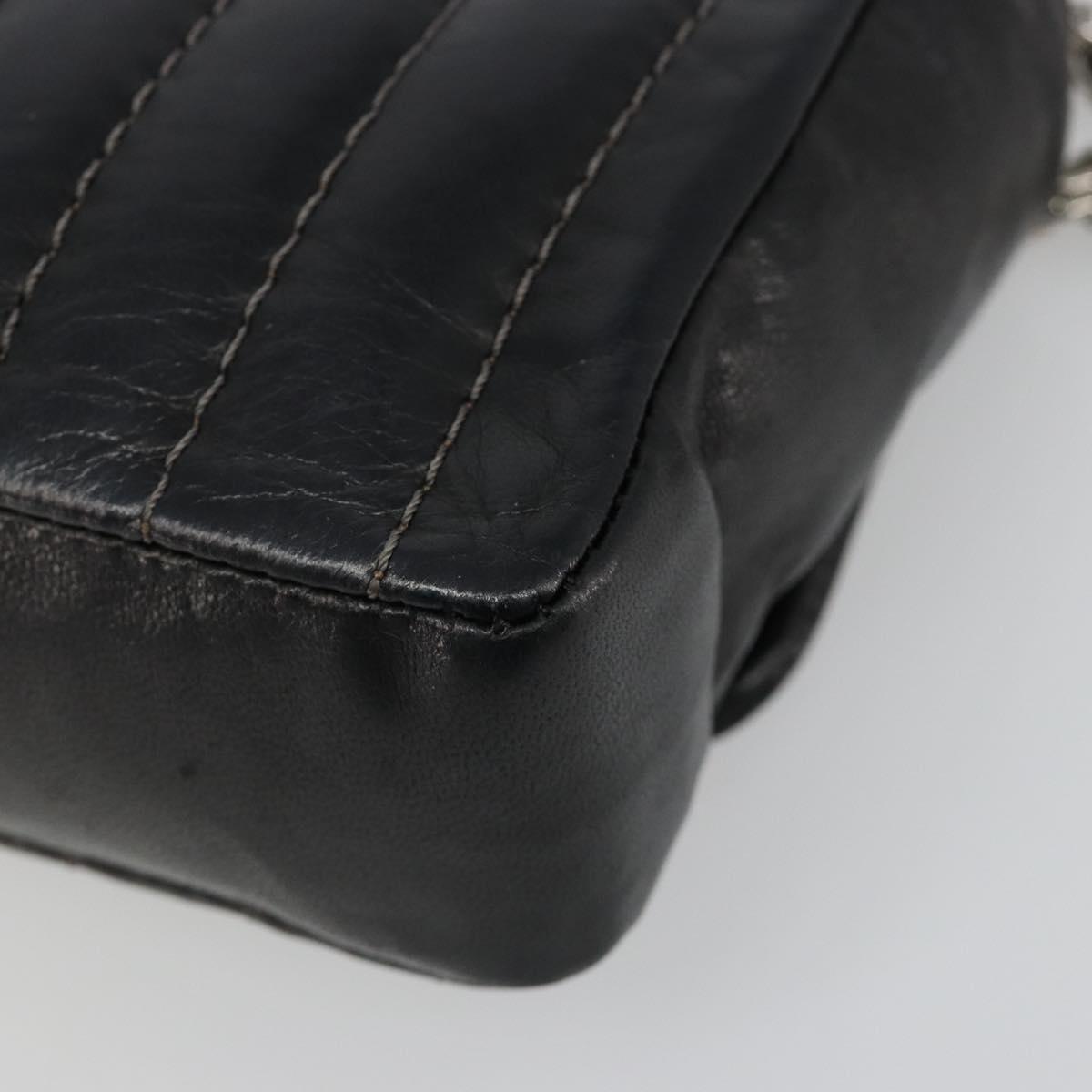 CHANEL Mademoiselle Chain Hand Bag Lamb Skin Black Silver CC Auth yk20577SAV