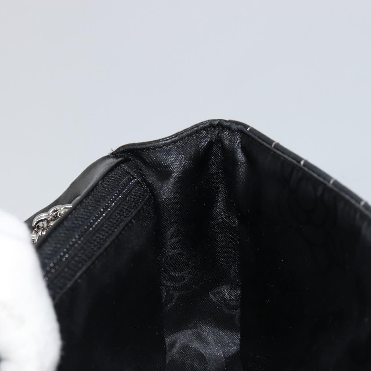 CHANEL Mademoiselle Chain Hand Bag Lamb Skin Black Silver CC Auth yk20577SAV