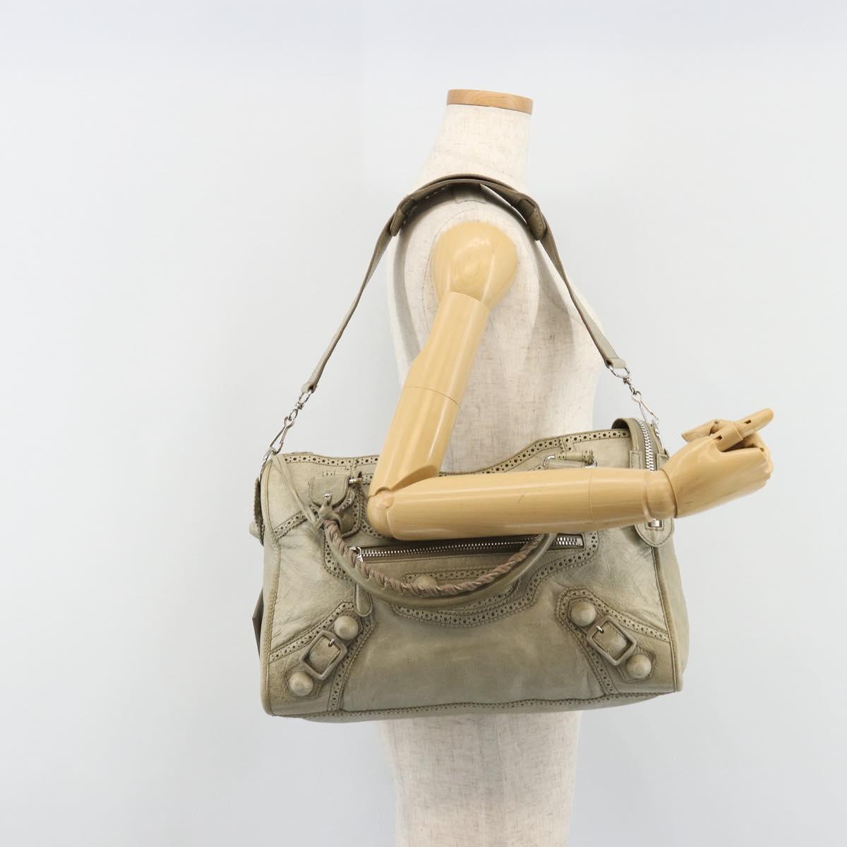 BALENCIAGA The Giant City Bag Leather 2way Gray Silver 204529 Auth yk20579SAV