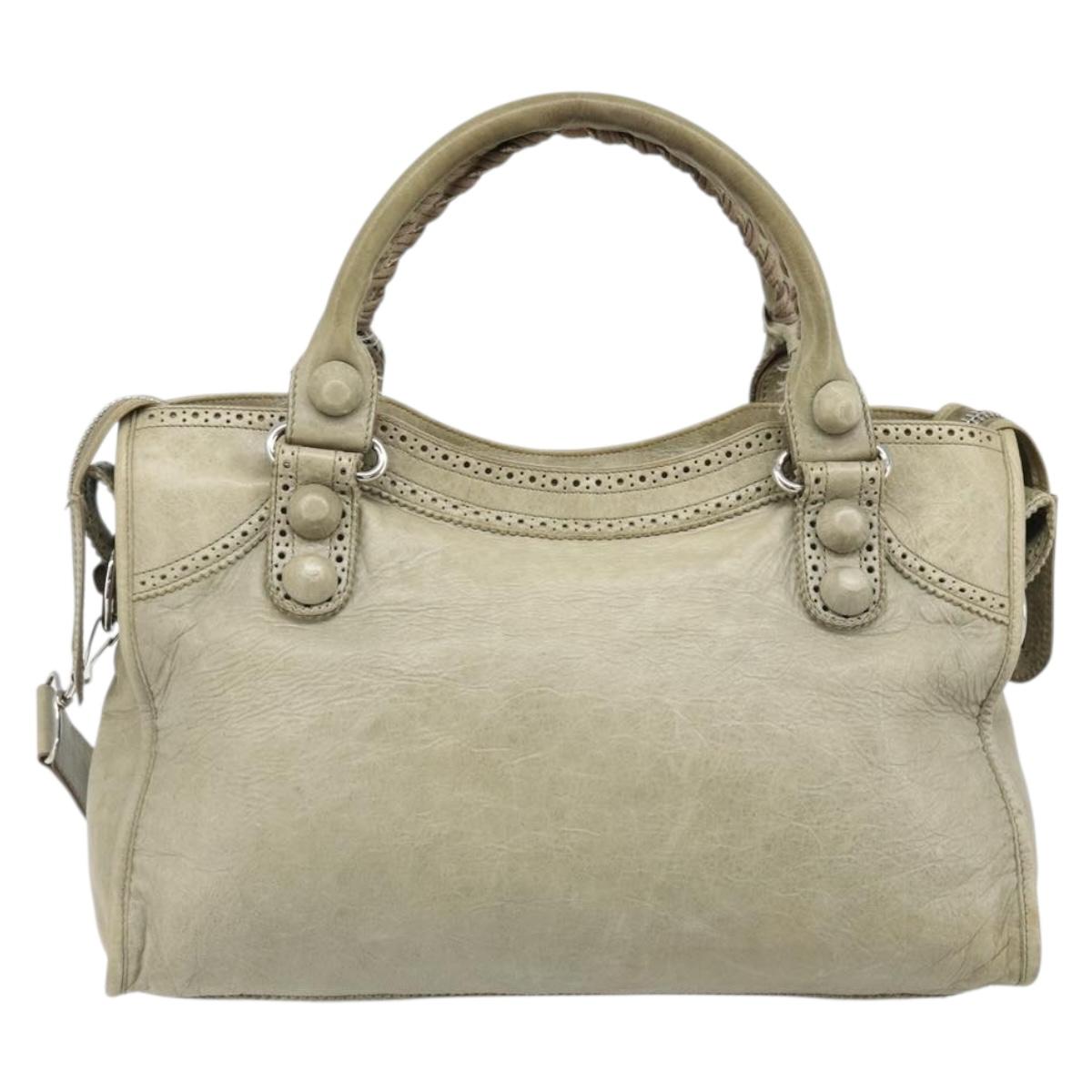 BALENCIAGA The Giant City Bag Leather 2way Gray Silver 204529 Auth yk20579SAV