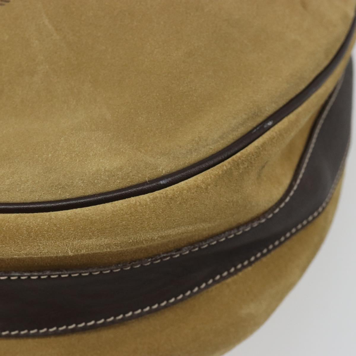 LOEWE Anagram Shoulder Bag Suede Beige Gold Auth yk20584