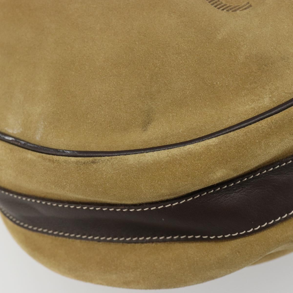 LOEWE Anagram Shoulder Bag Suede Beige Gold Auth yk20584