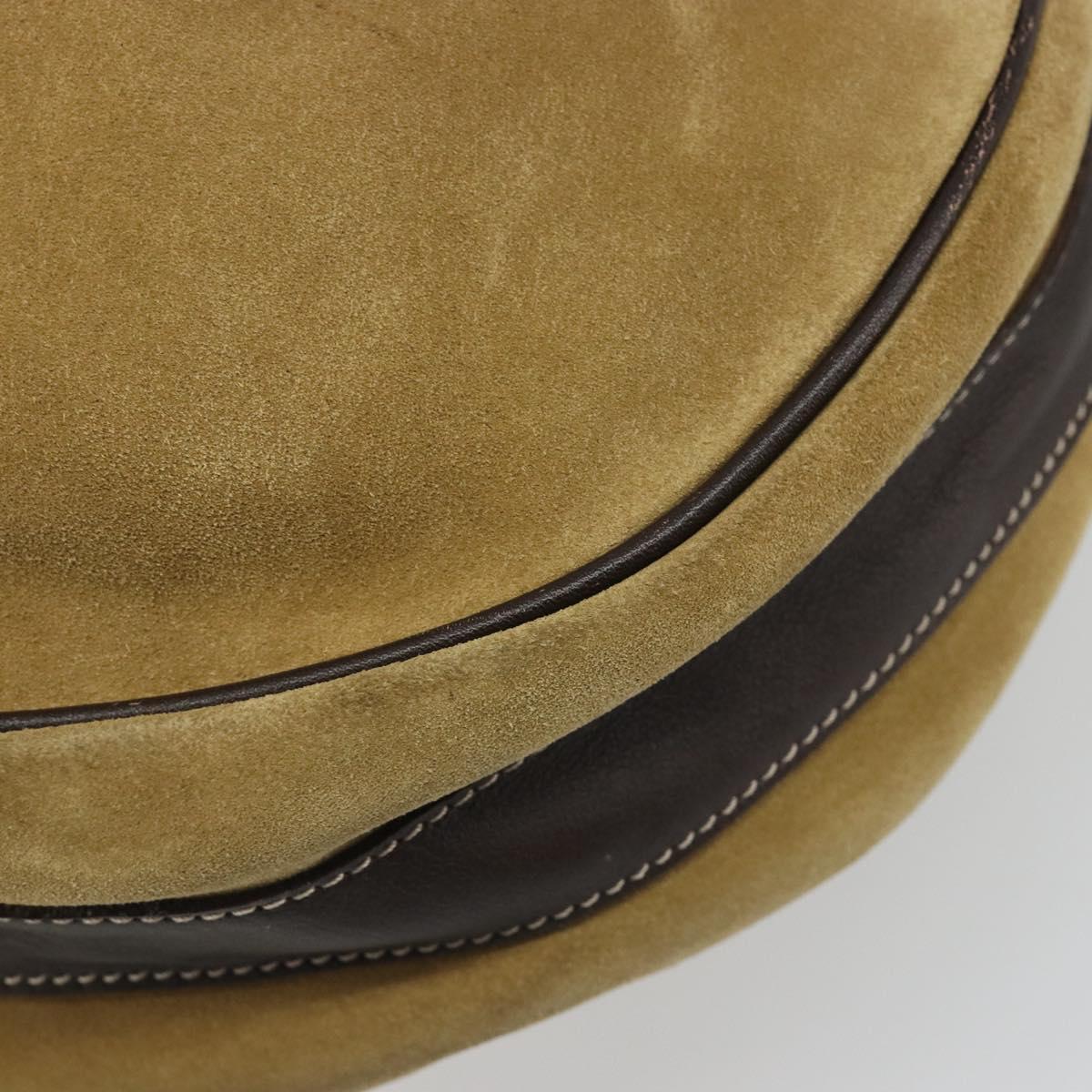 LOEWE Anagram Shoulder Bag Suede Beige Gold Auth yk20584