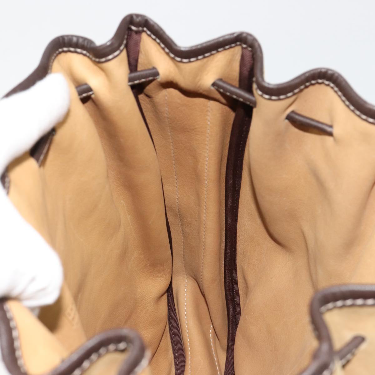 LOEWE Anagram Shoulder Bag Suede Beige Gold Auth yk20584