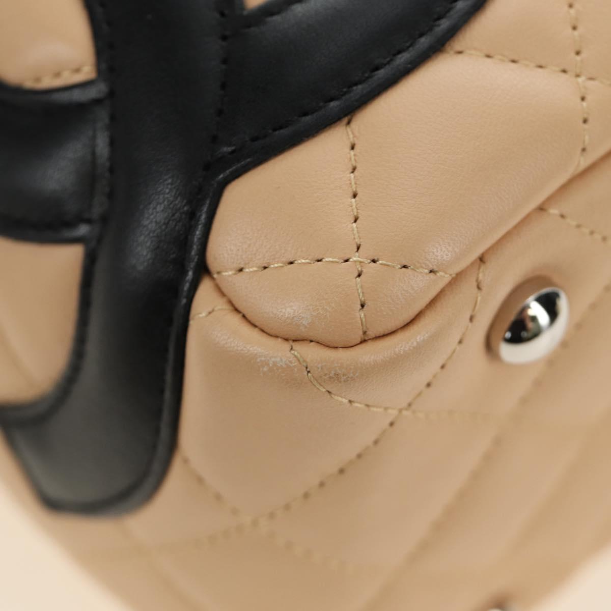 CHANEL Cambon Line Hand Bag Leather Beige Silver CC Auth yk20585SAM