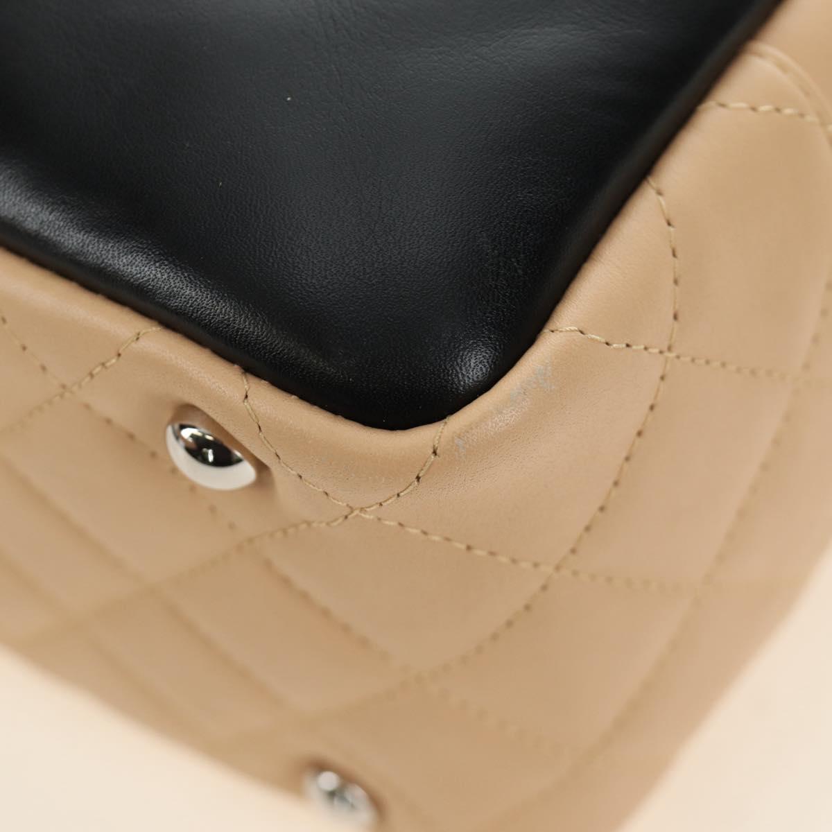 CHANEL Cambon Line Hand Bag Leather Beige Silver CC Auth yk20585SAM