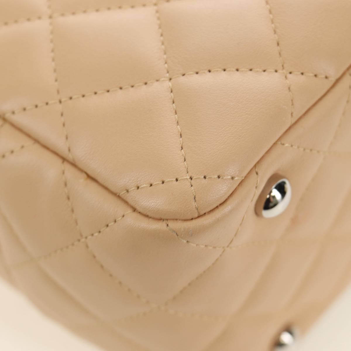 CHANEL Cambon Line Hand Bag Leather Beige Silver CC Auth yk20585SAM