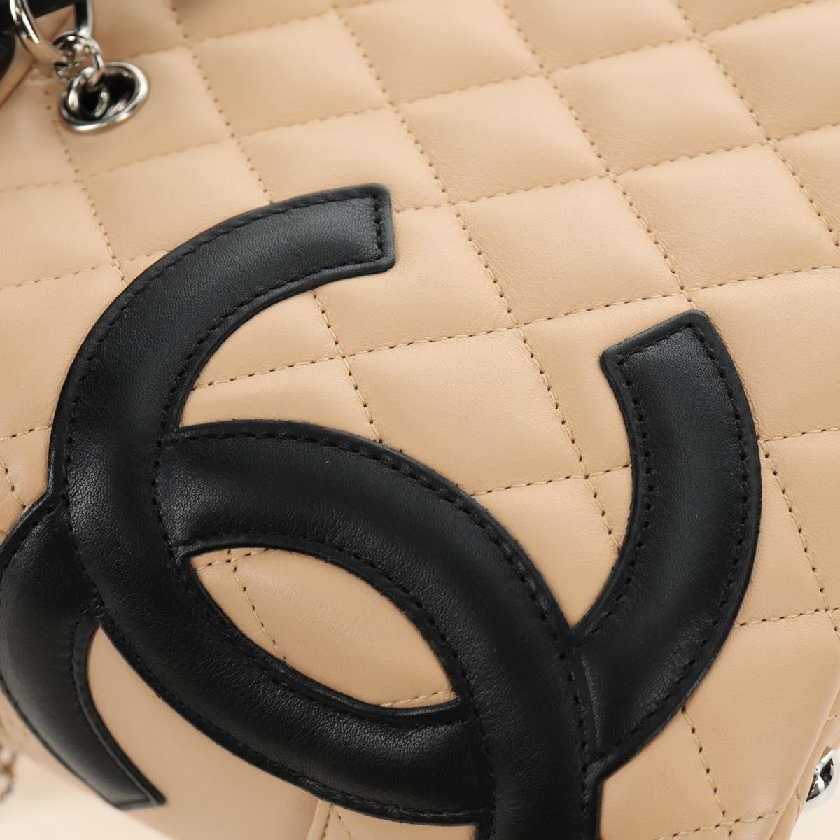 CHANEL Cambon Line Hand Bag Leather Beige Silver CC Auth yk20585SAM