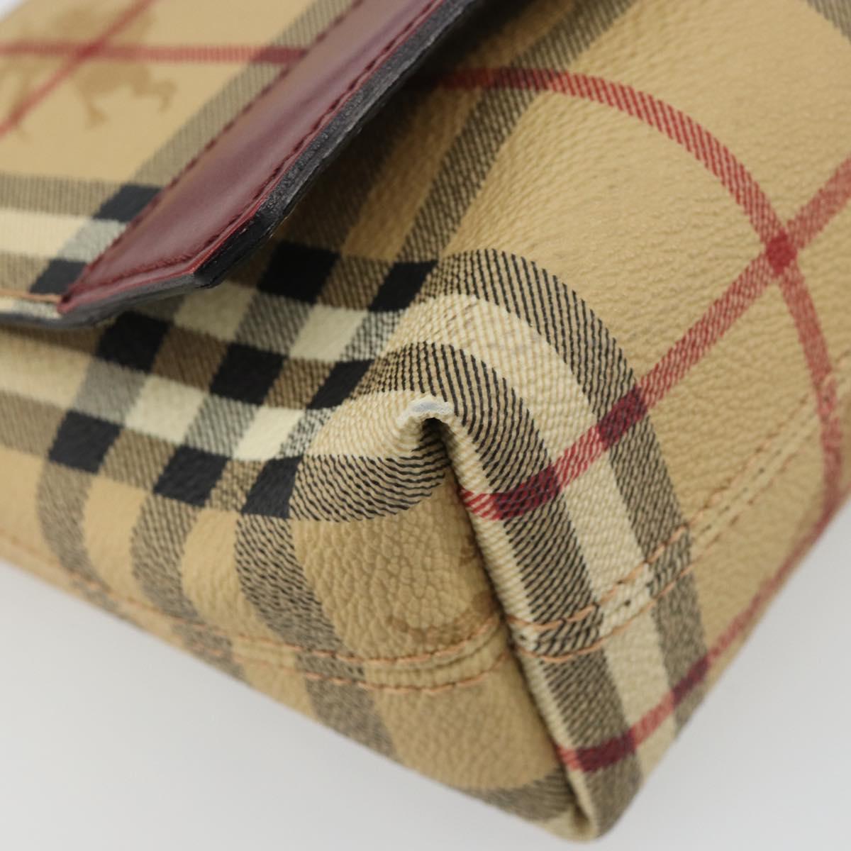 BURBERRY Nova Check Shoulder Bag PVC Beige Silver Auth yk20589A