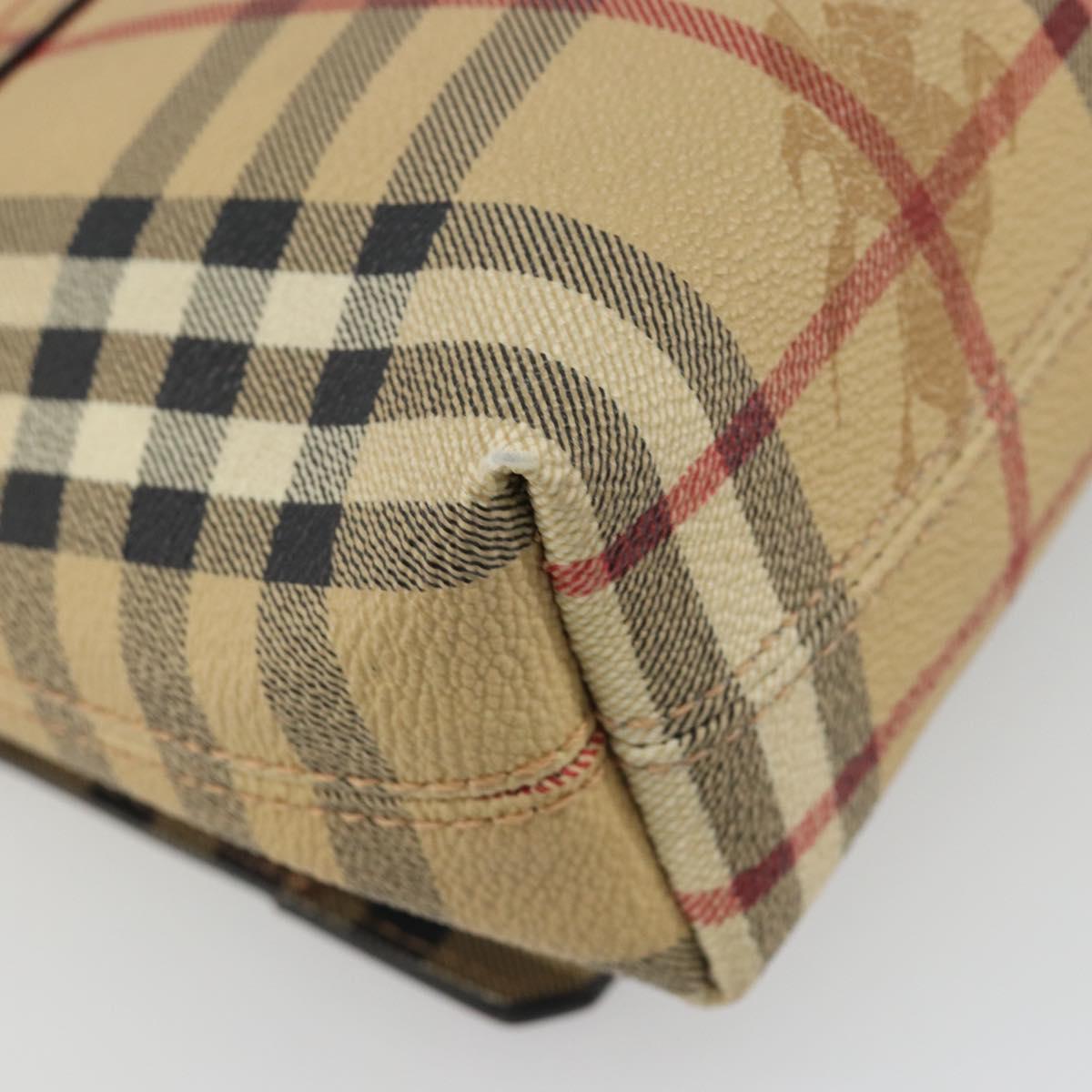 BURBERRY Nova Check Shoulder Bag PVC Beige Silver Auth yk20589A