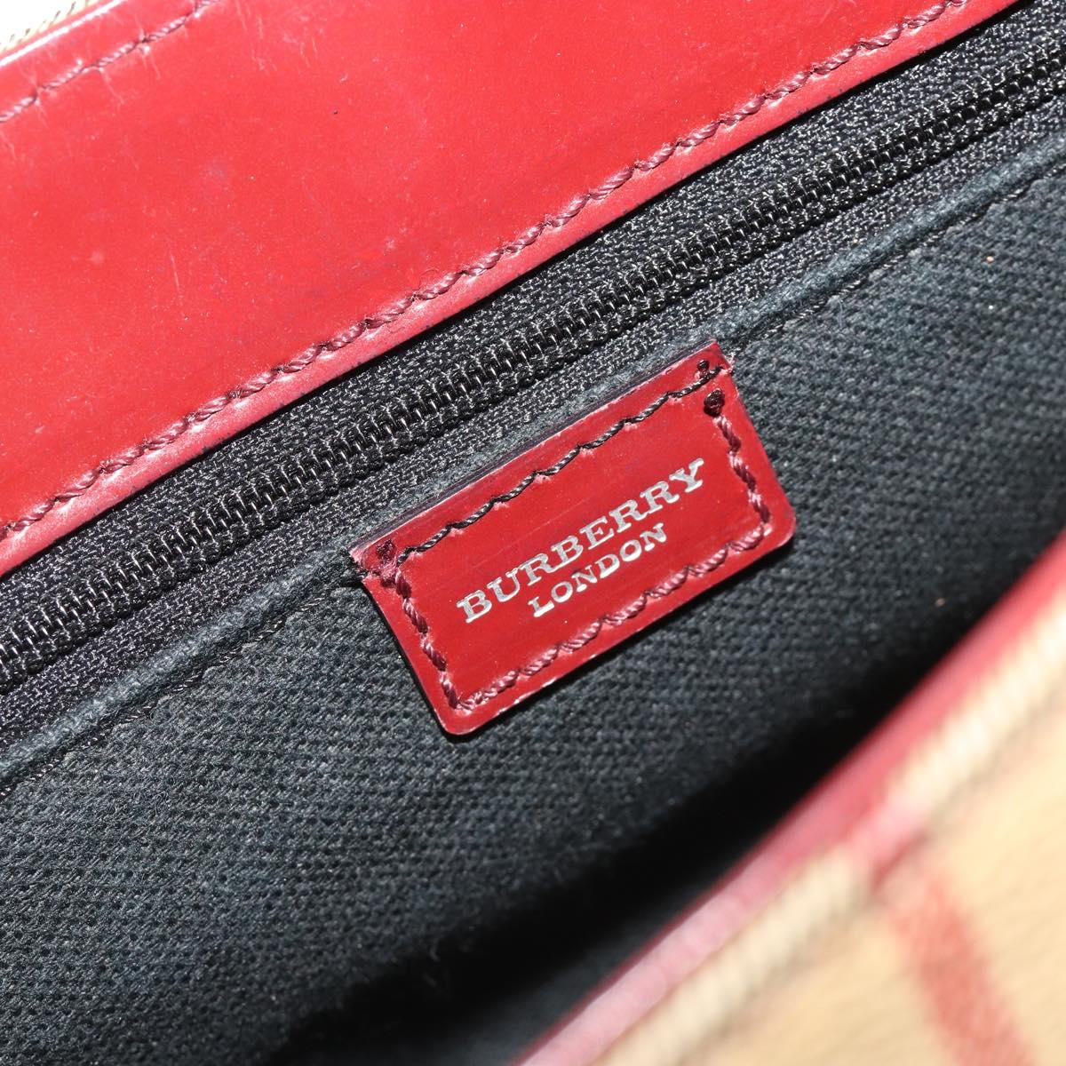 BURBERRY Nova Check Shoulder Bag PVC Beige Silver Auth yk20589A