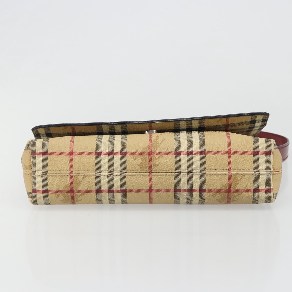 BURBERRY Nova Check Shoulder Bag PVC Beige Silver Auth yk20589A