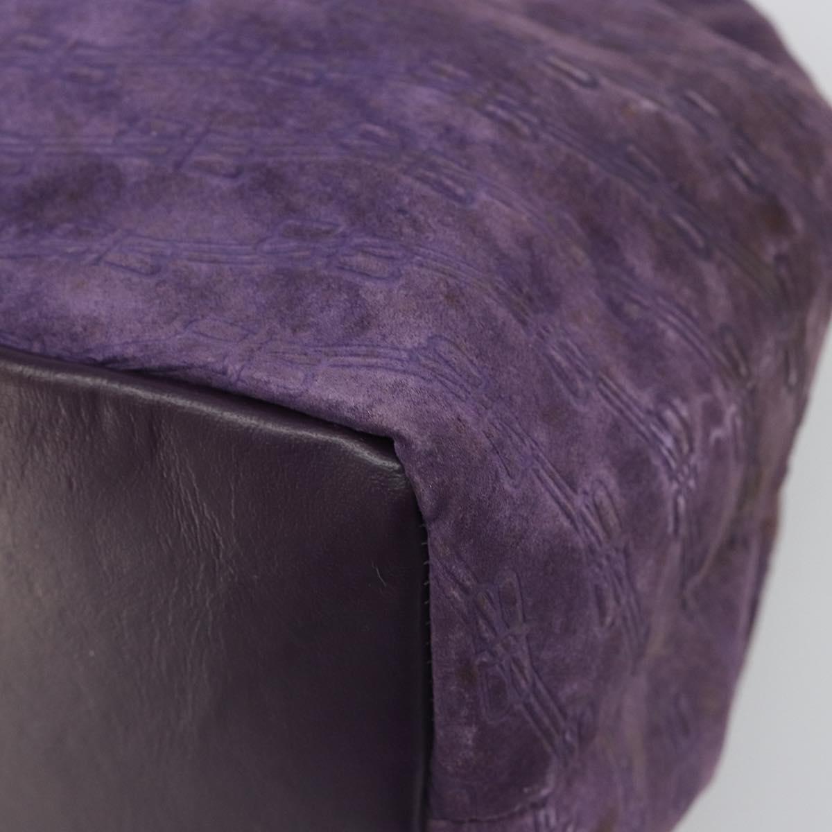 BALENCIAGA Hand Bag Suede Purple Silver Auth yk20590