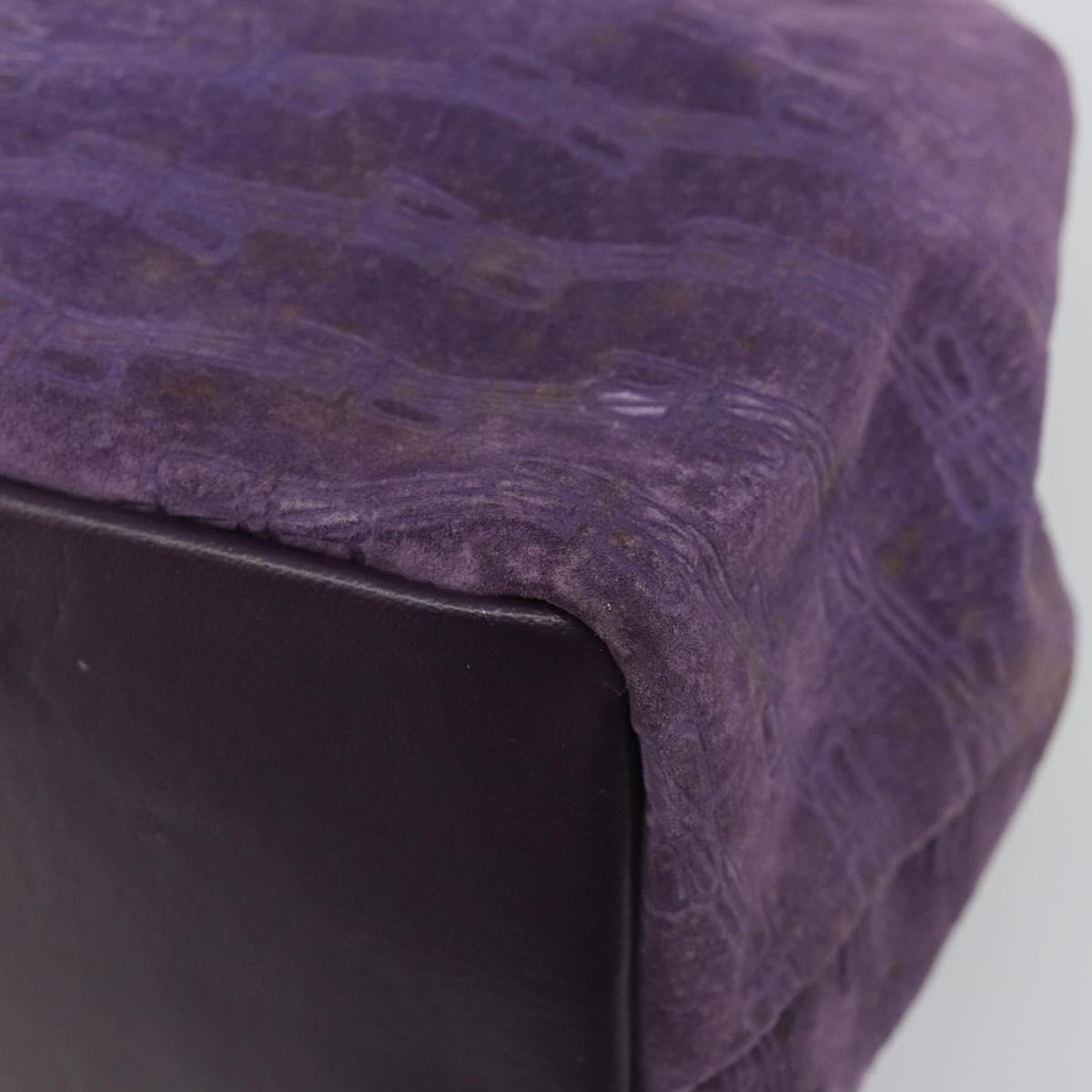 BALENCIAGA Hand Bag Suede Purple Silver Auth yk20590