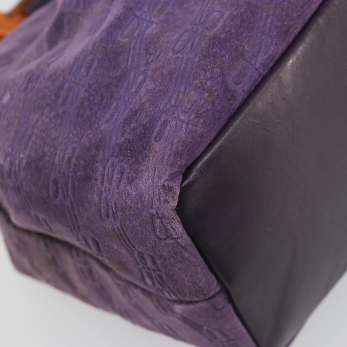 BALENCIAGA Hand Bag Suede Purple Silver Auth yk20590