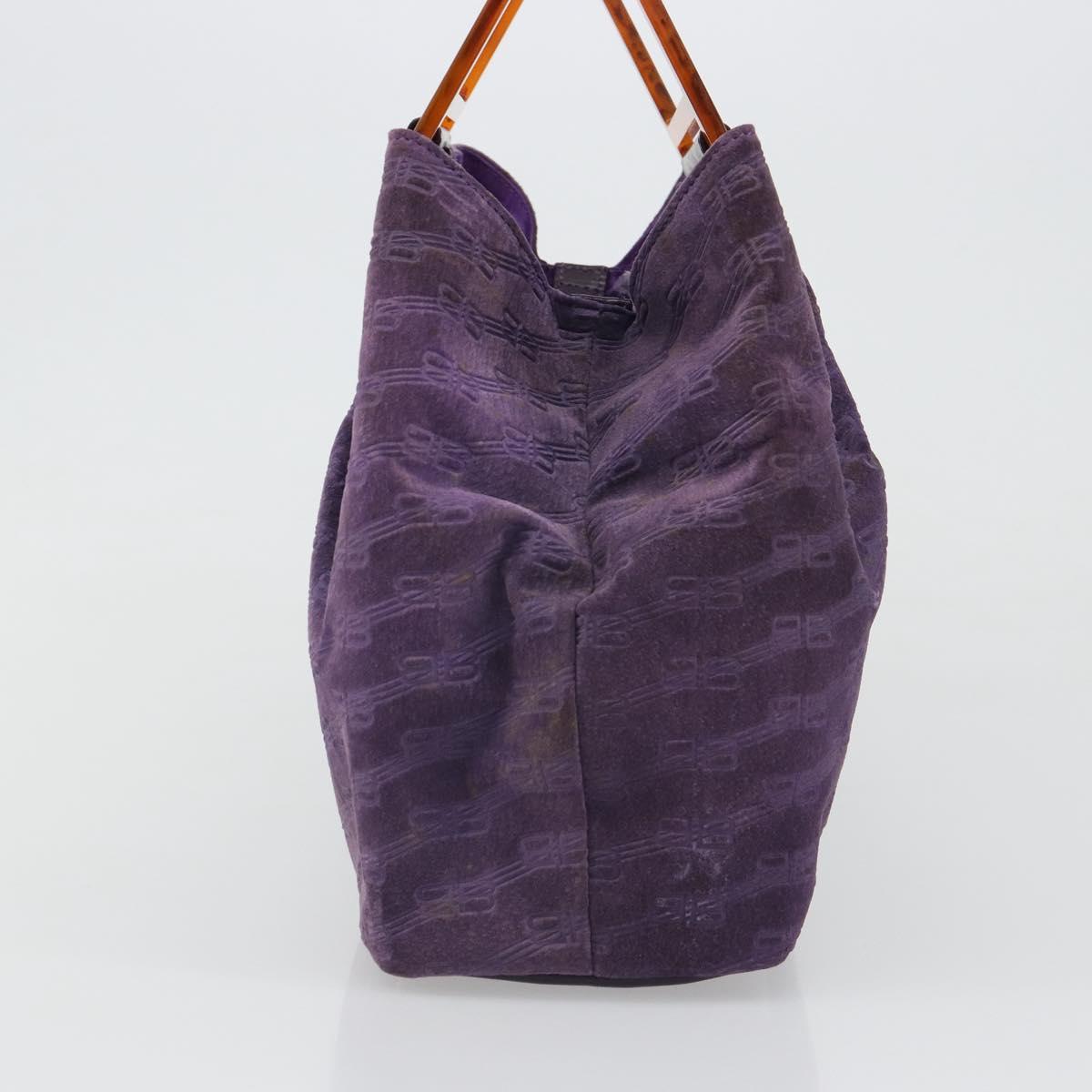 BALENCIAGA Hand Bag Suede Purple Silver Auth yk20590