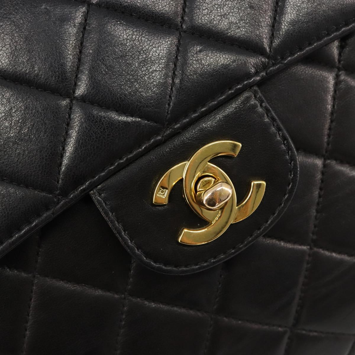 CHANEL Matelasse Chain Shoulder Bag Lamb Skin Black Gold CC Auth yk20591V