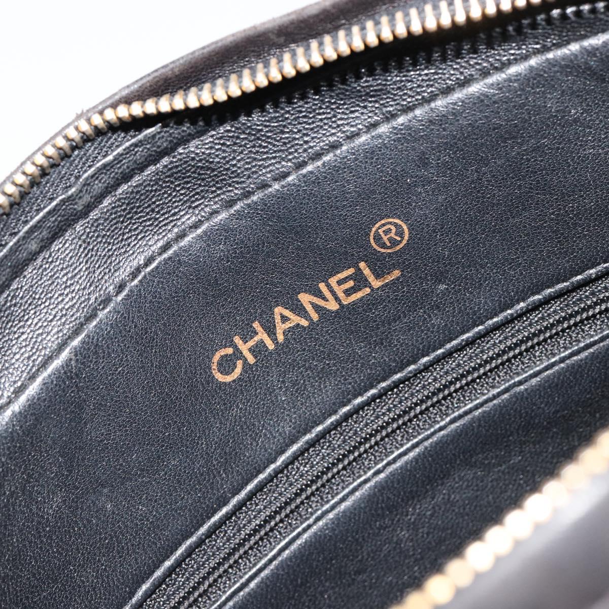 CHANEL Matelasse Chain Shoulder Bag Lamb Skin Black Gold CC Auth yk20591V