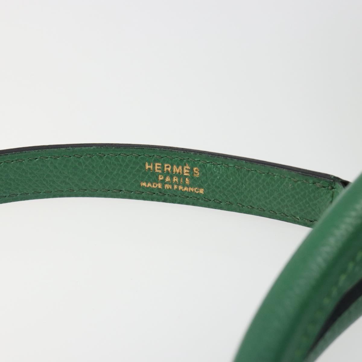 HERMES Courchevel Bolide 37 Hand Bag Leather 2way Green Gold Auth yk20592V