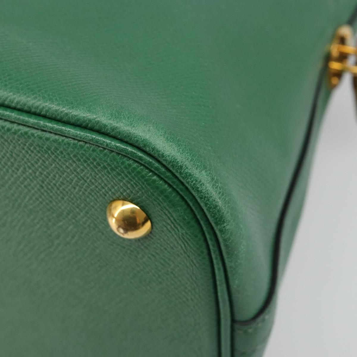 HERMES Courchevel Bolide 37 Hand Bag Leather 2way Green Gold Auth yk20592V