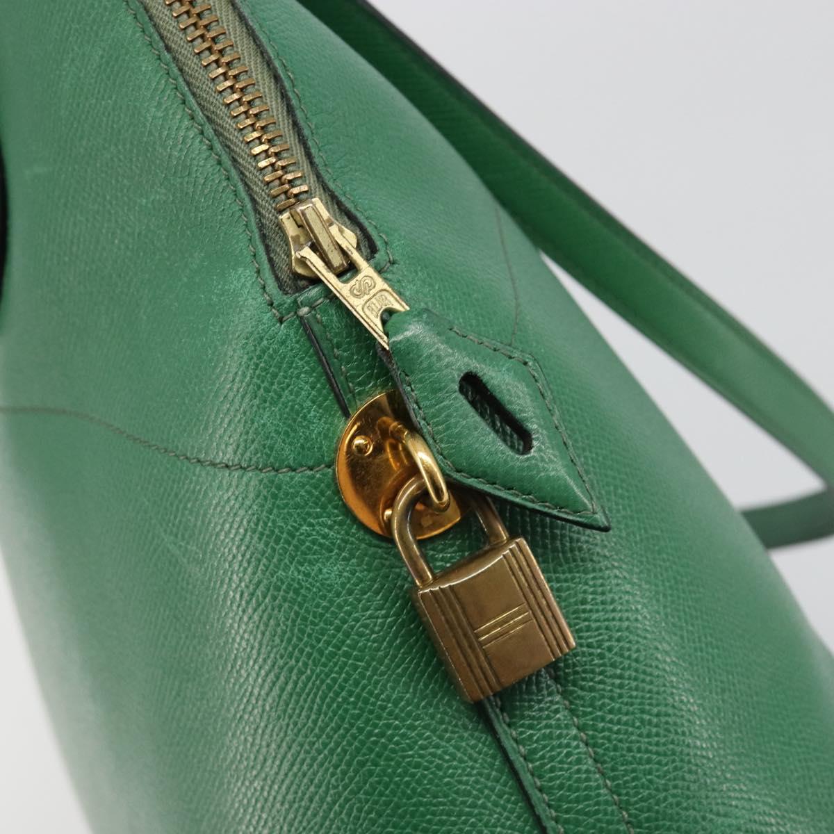 HERMES Courchevel Bolide 37 Hand Bag Leather 2way Green Gold Auth yk20592V