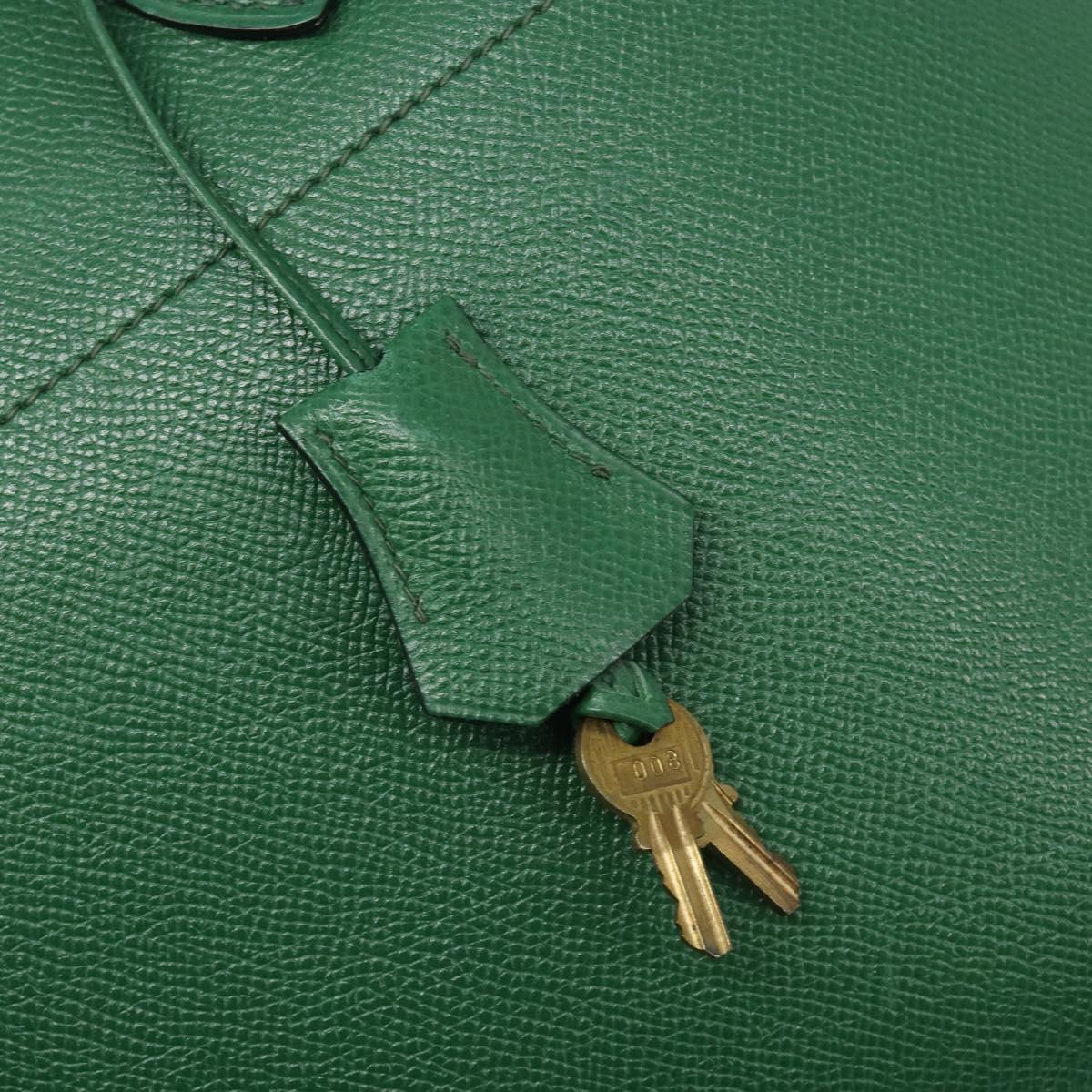 HERMES Courchevel Bolide 37 Hand Bag Leather 2way Green Gold Auth yk20592V